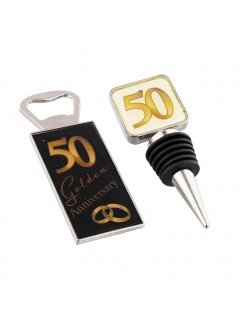 Amore Bottle Stop/Opener Set - Golden Anniversary